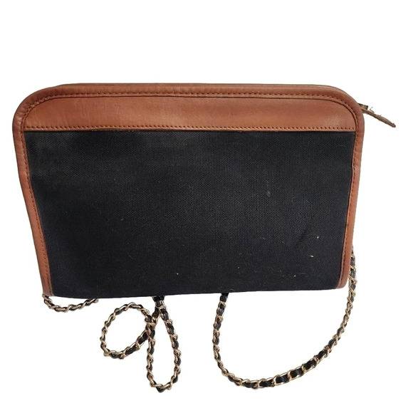 Authentic BURBERRY black canvas vintage clutch converted to crossbody bag - Picture 2 of 8